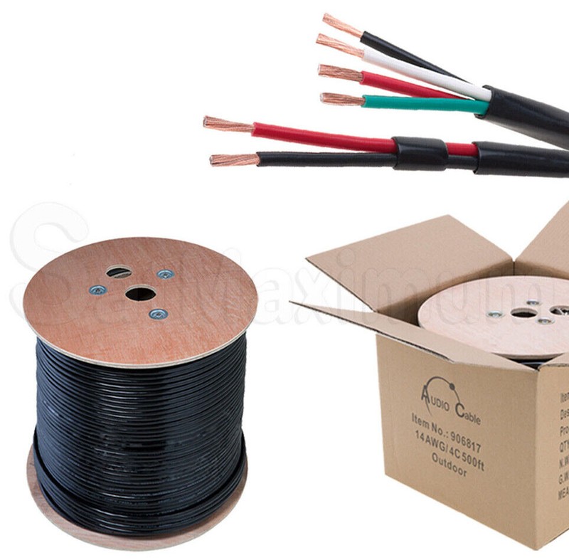 OUTDOOR Speaker Cable Direct Burial Black Audio Wire 14/2 14/4 16/2 16/4 AWG UV