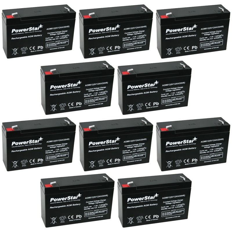 PowerStar 10 Pack – AGM6V12 6V 12AH Streamlight Litebox Replacement Battery