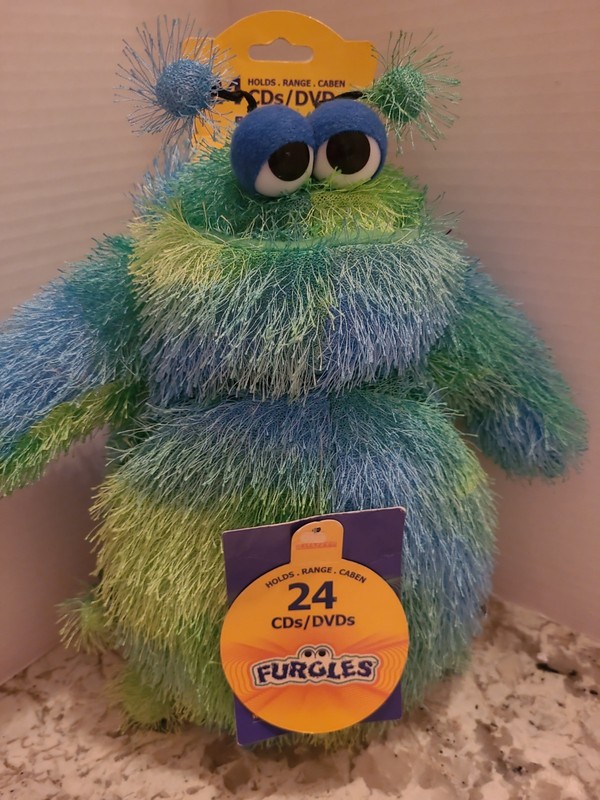 Furgles Blue Green Monster Alien Plush CD/DVD Blu-ray Holder 2004 Belly Case NEW