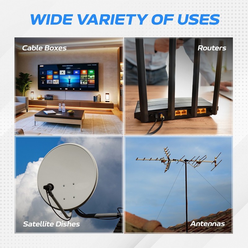 RG6 DUAL Shield Coax Cable White TV Antenna Satellite 3ft-100ft Multi-Pack Lot gallery
