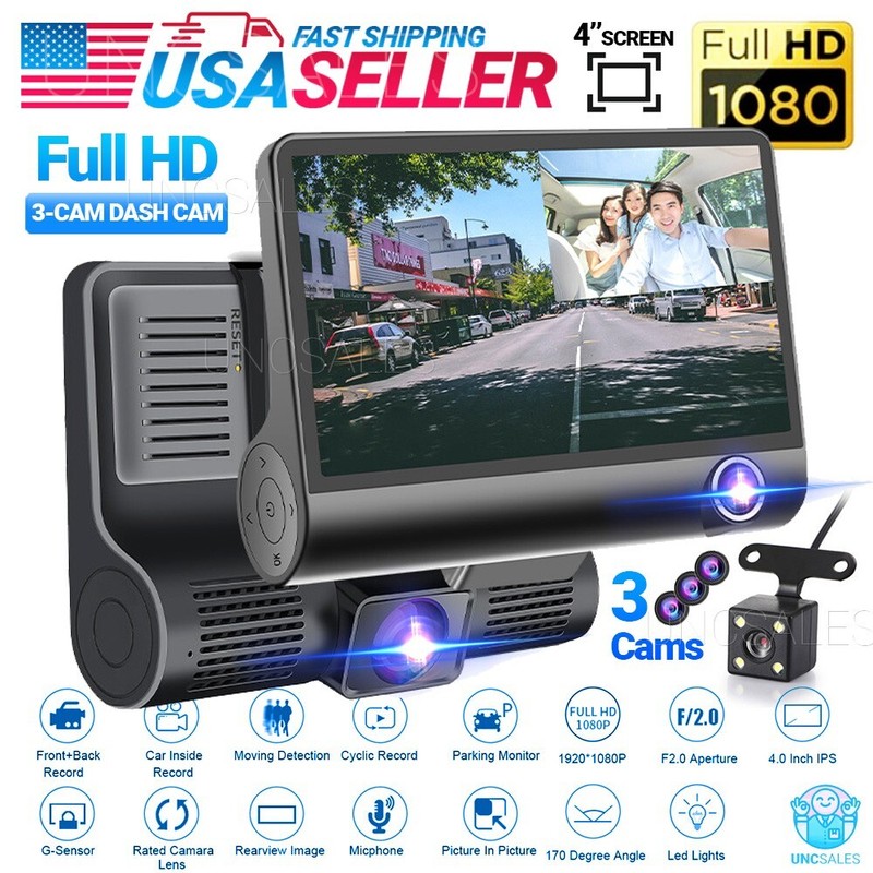 Dual Lens 4-Inch Screen Dash Cam HD 1080P Car DVR Rearview Video Recorder Camera
