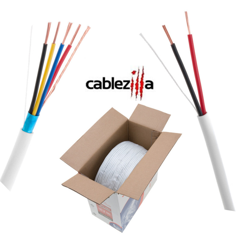 Alarm Security Cable Burglar Fire Wire STRANDED Unshielded/Shielded White 500ft