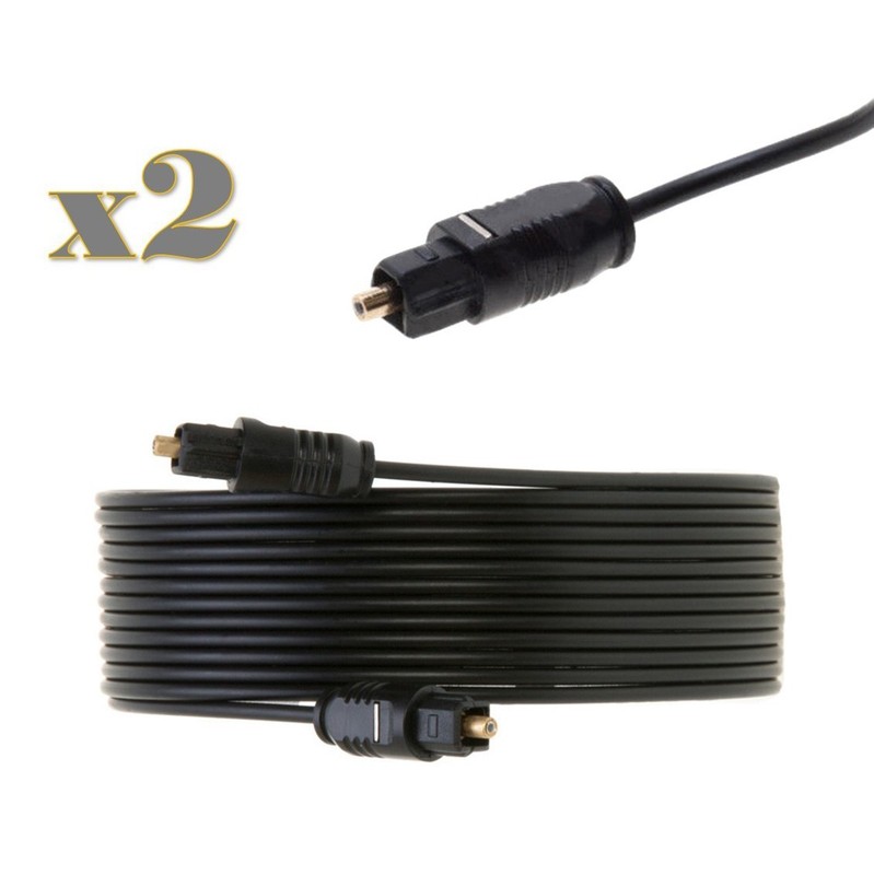 2-Pack – 25FT Toslink Digital Optical Audio Cable SPDIF Fiber Optic Sound Cord