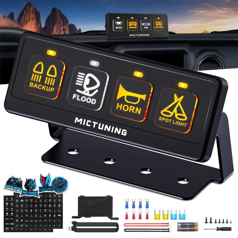 MICTUNING 4/6/8/12 Gang Wireless Switch Panel 12v Remote/APP Control Circuit Box