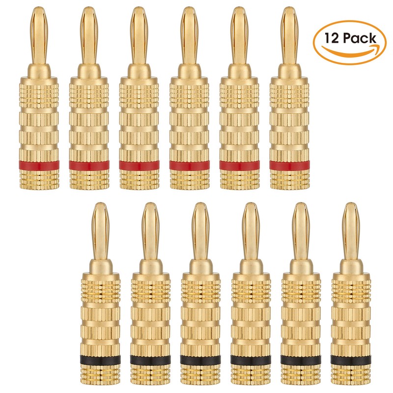 WGGE WG-3333 24k Gold Plated Speaker Banana Plugs-Closed Screw Type (6 Pairs)
