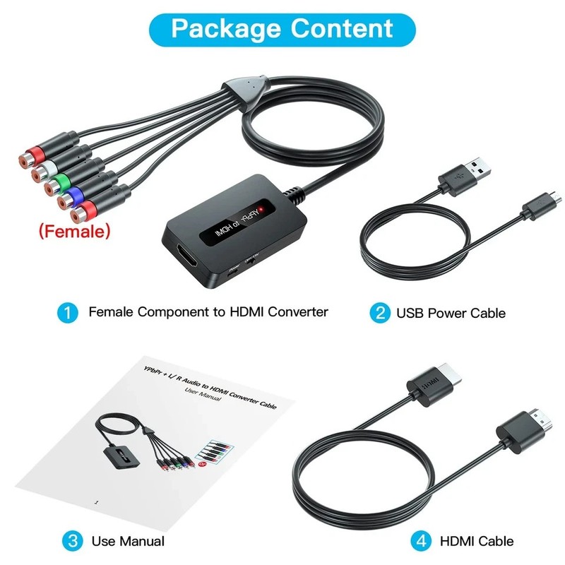 1080P Component to HDMI Adapter for PS2, Wii, Xbox - YPbPr Converter Cable gallery