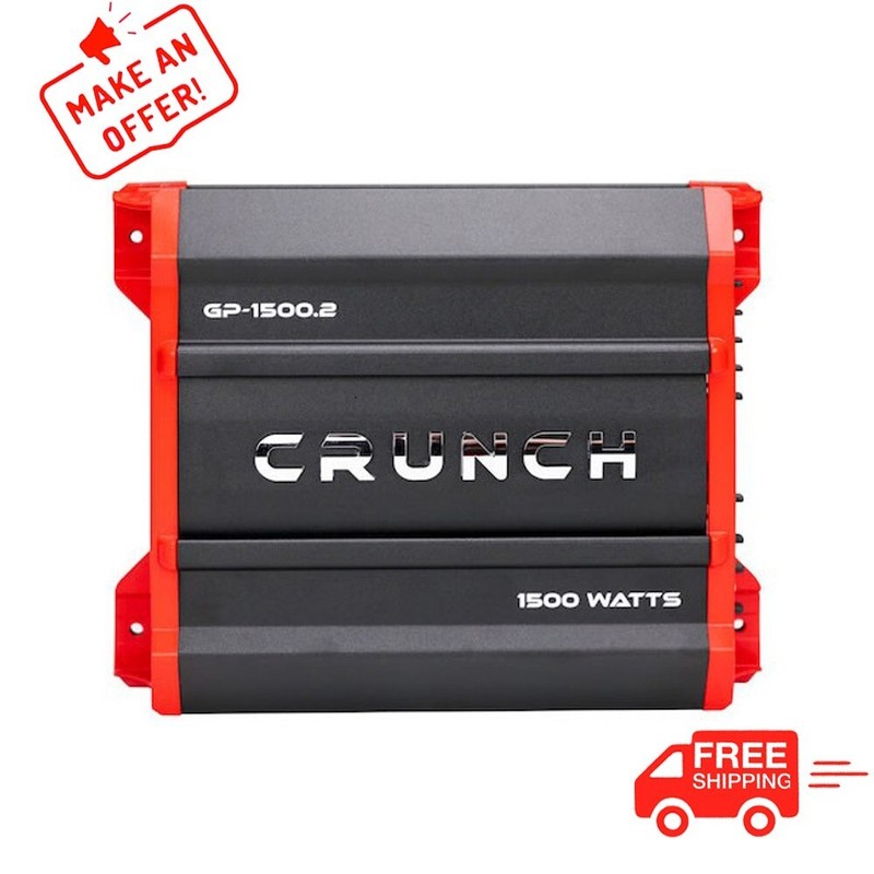 Crunch GP-1500.2 Amplifier Ground Pounder 2 Channel 1500 Watts A/B Class