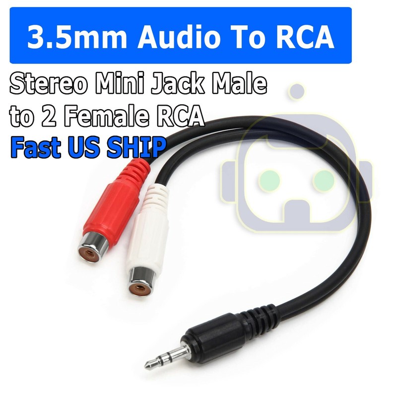 3.5mm AUX Stereo to 2 RCA Female Audio Y Cable Adapter Cord MP3 iPod