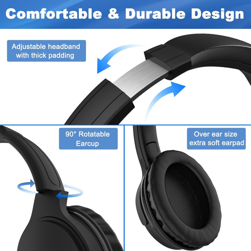 19.5Ft / 6M Extra Long Cord Headphones for TV PC with Volume Control, Spring Coi gallery