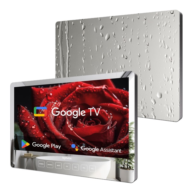 SYLVOX 19″ Waterproof Bathroom Mirror LED TV IP66 Google TV App smart TV speaker