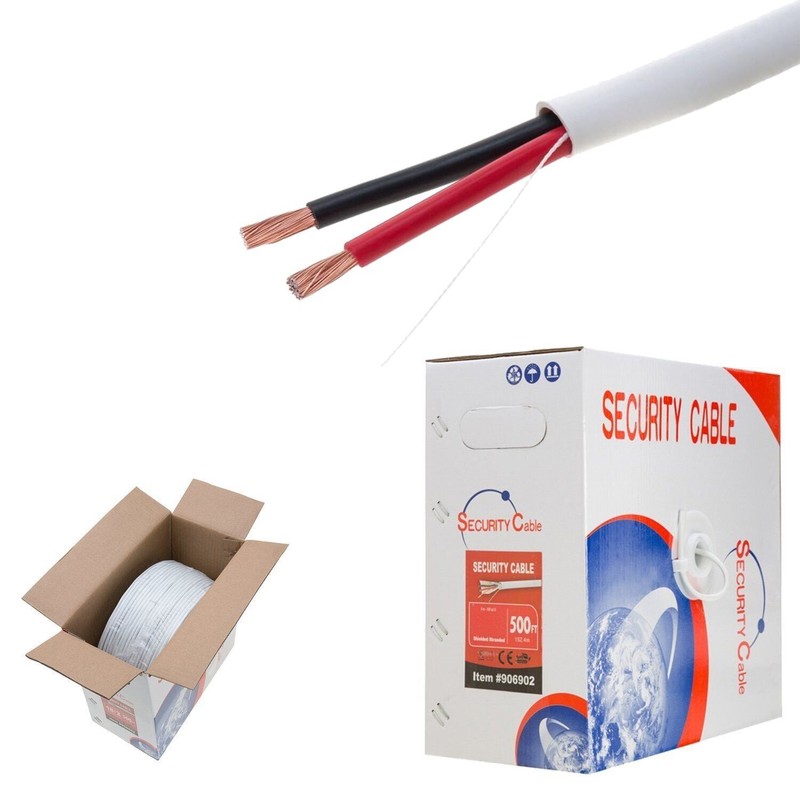 500FT Security Cable 18/2AWG Stranded Shielded CCA Fire Burglar Alarm CCTV Wire