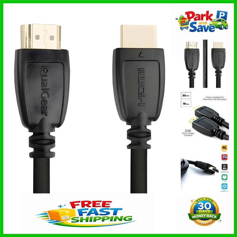 3ft HDMI 2.0 Cable – 24K Gold-Plated, Triple Shielded for 4K and 3D