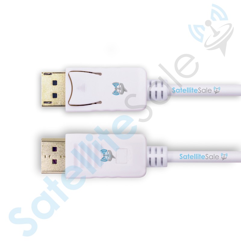 SatelliteSale DisplayPort DP Cable Male to Male 4K/30Hz 8.64Gbps PVC White Cord gallery