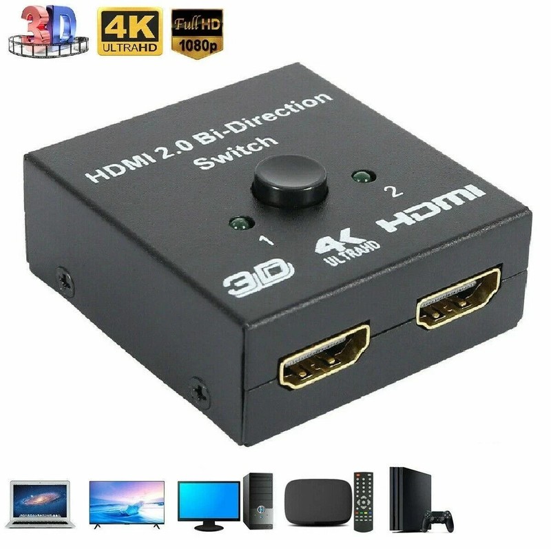 HDMI 2.0 HDTV Switch Switcher Splitter Bi-Direction Hub HDCP 2×1 1×2 In Out 4K