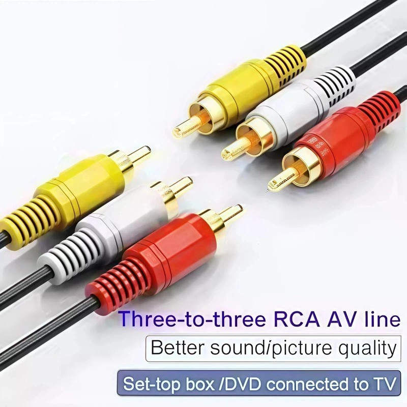 3 RCA to 3 RCA Male to Male Composite AV Cable for TV DVD Home Theater- 1m gallery