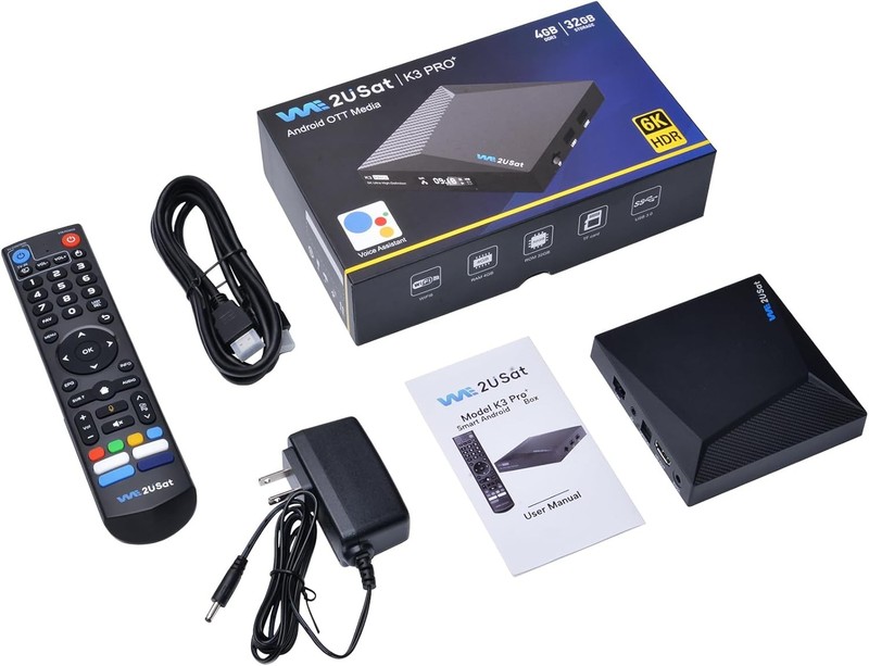 WE2USAT K3 PRO+ Android Smart TV Box 6K Ultra HD, Ram 4GB Storage 32GB