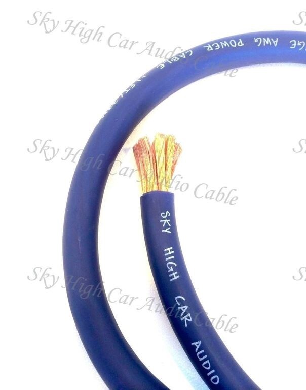 25 ‘ ft 2/0 Gauge AWG BLUE Power Ground Oversized Wire Sky High Car Audio GA ft