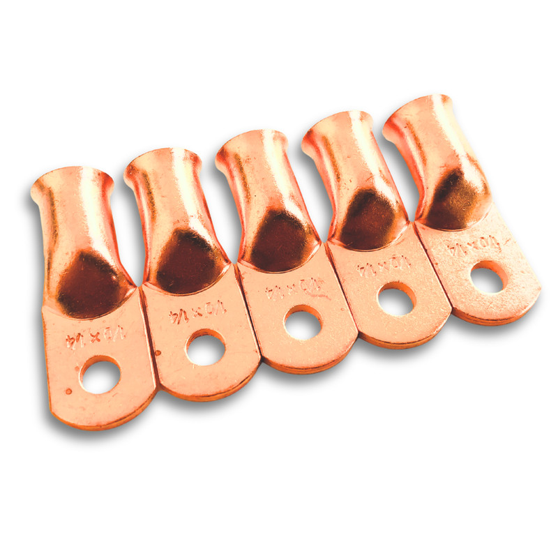 5 1/0 Gauge 1/4″ Hole Copper Wire Ring M6 Terminal Lug Battery Wire Connector