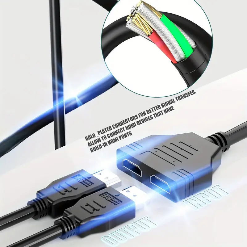 4K HDMI Cable Splitter Adapter 2.0 Converter 1 In 2 Out 1 Male to 2 Female lot gallery