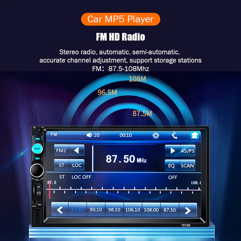 7" Double 2 DIN Car MP5 Player Bluetooth Touch Screen Stereo Radio With Camera gallery