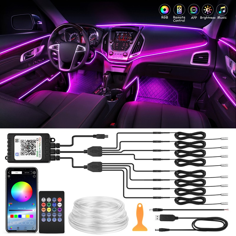 LED Car Interior Strip Light Atmosphere Neon Glow APP-Control Ambient Light Kit