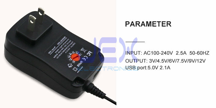 30W Universal AC Power Adapter with Six DC Tips + 2.1A USB 3/4.5/5/6/7.5/9/12V gallery