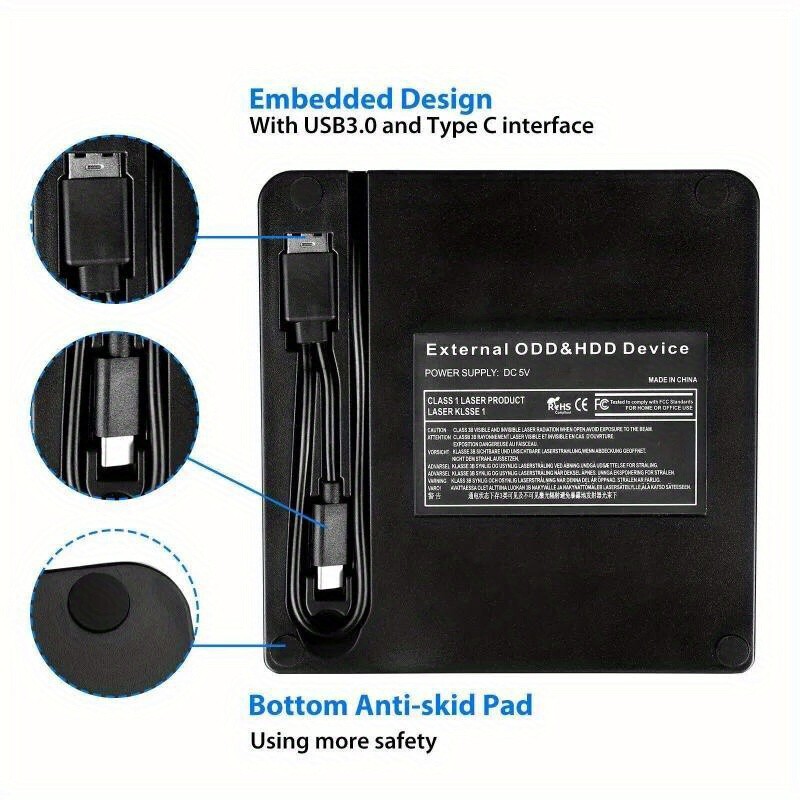 USB3.0 Type-C Portable DVD CD+/-RW External Optical Drive Laptop Mac Windows gallery