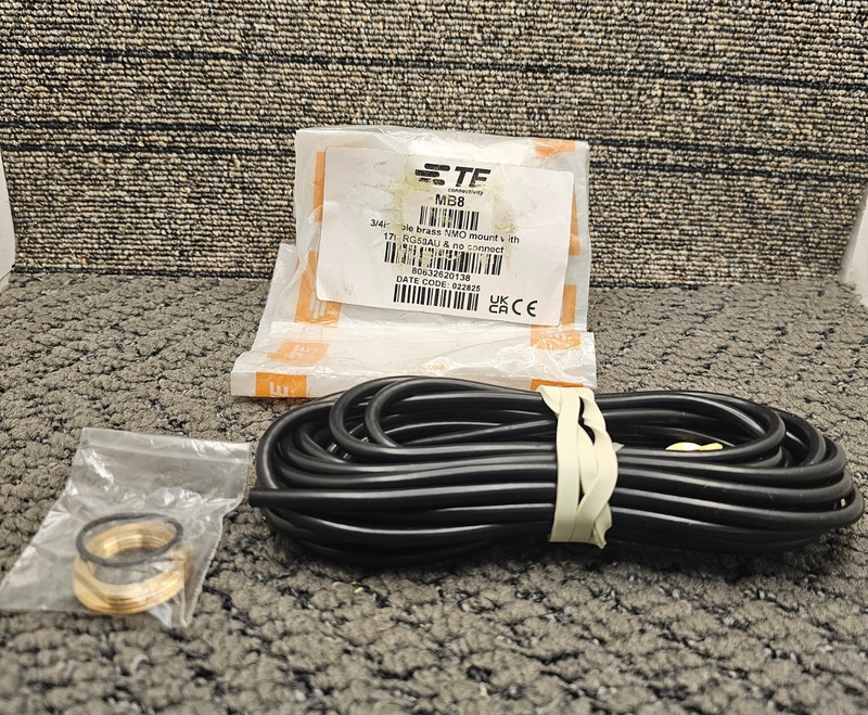 TE Connectivity MB8 3/4 in. Hole Brass NMO Mount With 17 ft. RG58AU