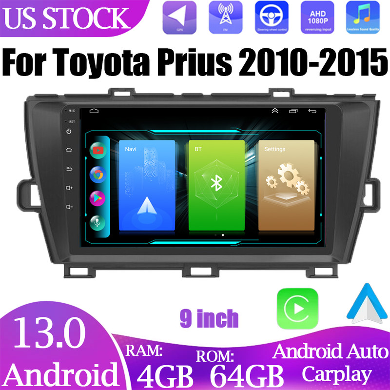 9in 64GB For Toyota Prius 2010-2015 Android 13 Carplay Auto Stereo Radio GPS Nav