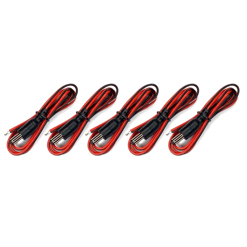 (5) Pack of 2ft. 2.1mm x 5.5mm DC Barrel Power Plug to Bare Open Ended Cables