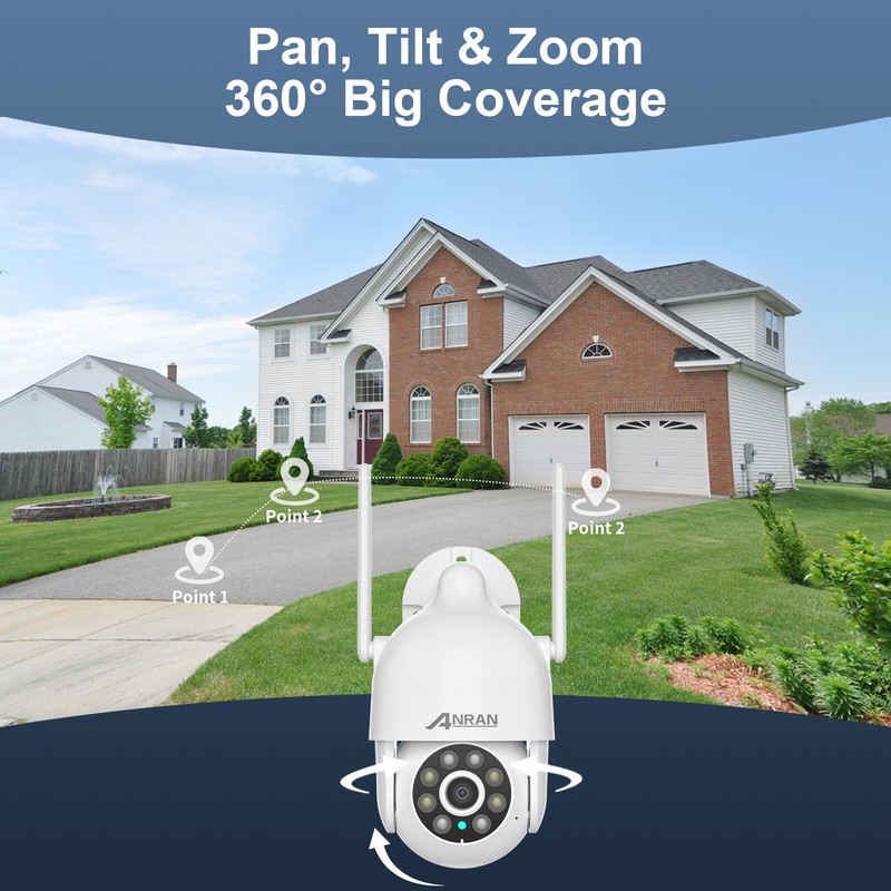 ANRAN WIFI Outdoor Security Camera System PTZ Wireless 2TB 8CH 5MP 12'' Monitor gallery