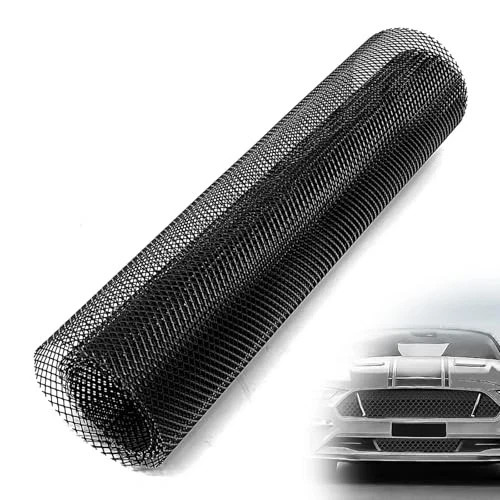 Heavy-Duty Car Grill Mesh, Aluminum Alloy Expanded Metal Sheet, Black PVC