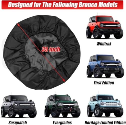 35 Inches Spare Tire Covers for 2021-2025 Ford Bronco Badlands, 35 Inch – Plain gallery