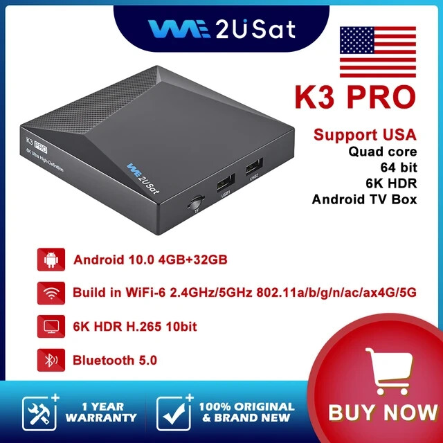 We2USat K3 PRO Android TV Box w/ Bluetooth Voice Remote & Wi-Fi 6 gallery