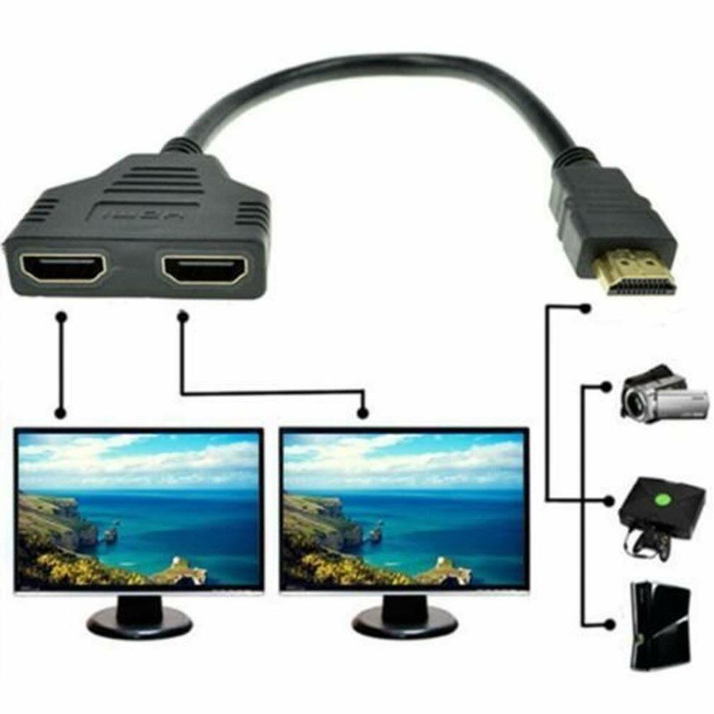 New 1X HDMI Male to 2X HDMI Female Y Splitter Switch Adapter Cable 1080P USA