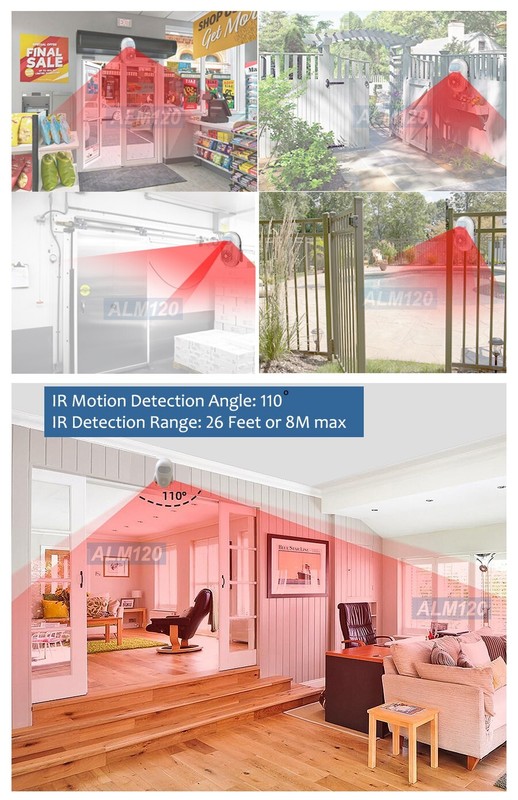 Portable Motion Sensor Alarm Entrance Alert Chime 125dB Siren Sound IR Remote gallery