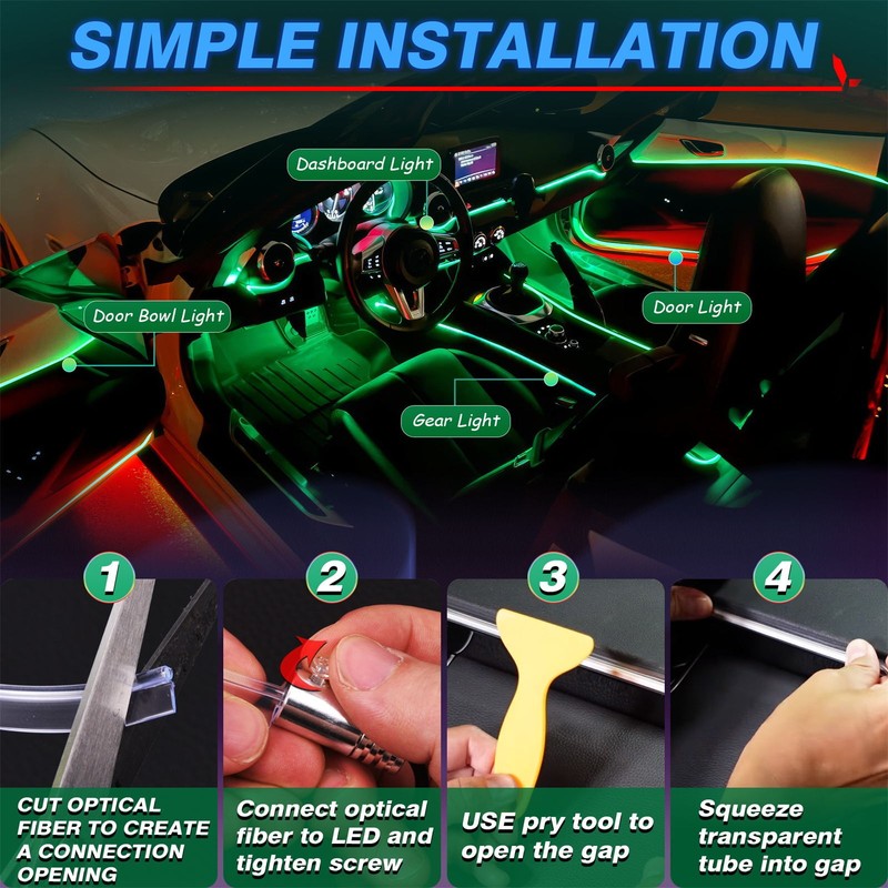 10M 6-in-1 RGB LED Car Interior Ambient Guide Light Strip Multi-Color Decor Lamp gallery