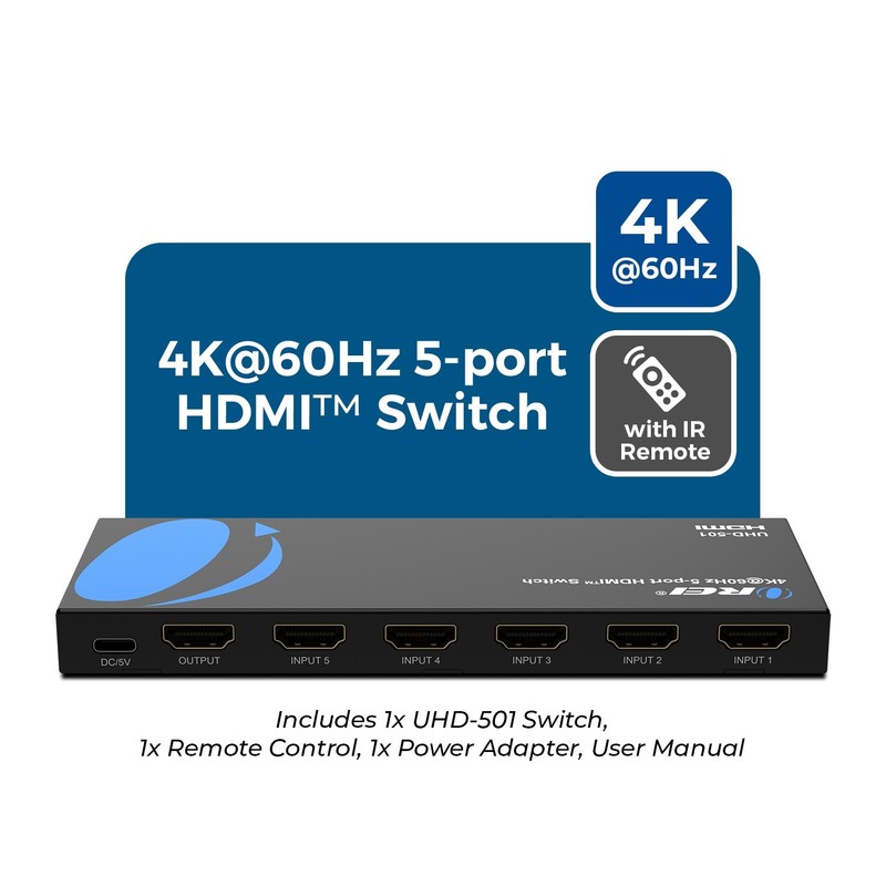 OREI 4K@60Hz 5-port HDMI™ Switch (UHD-501) gallery
