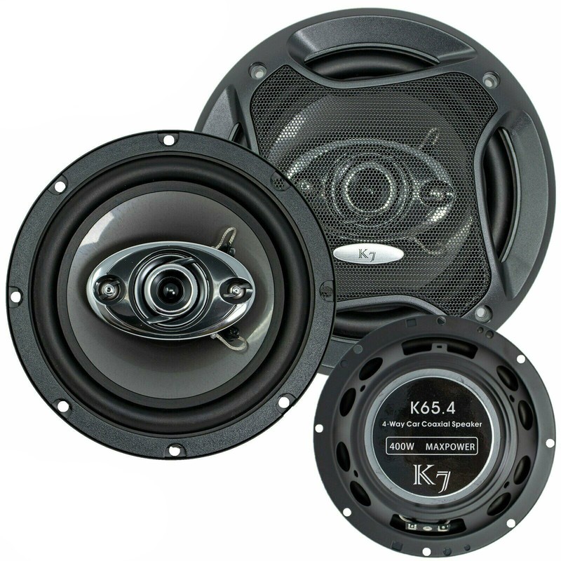 Audiotek 6.5″ 400 Watt 3-Way Car Audio Coaxial Speakers with Grill K65.4