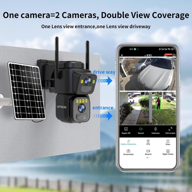 Camara De Seguridad Solar HD Wifi Inalambrica Con Vision Nocturna Para Exterior gallery