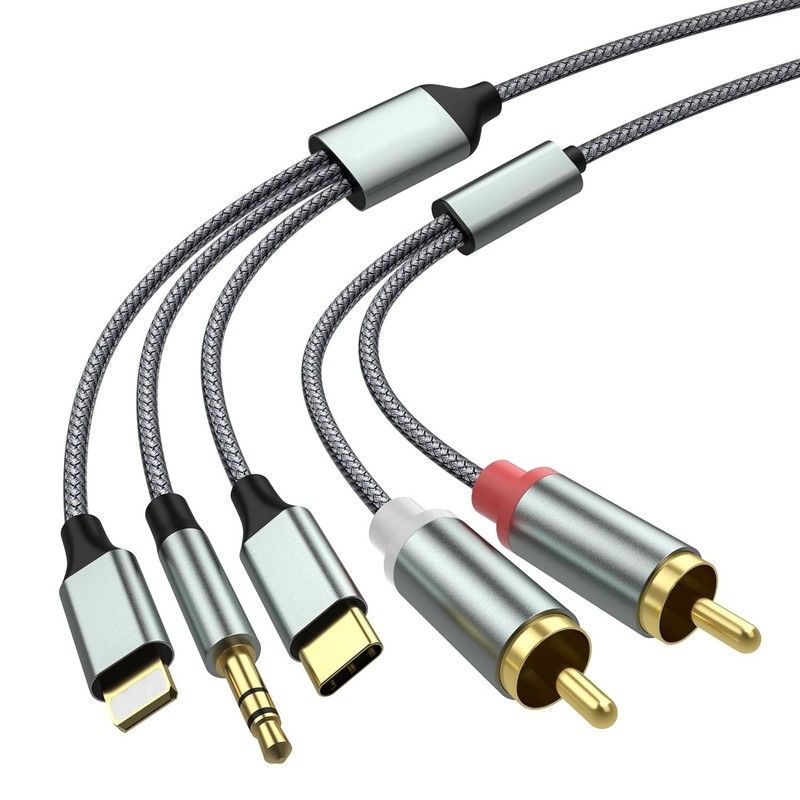 Adaptador de audio auxiliar Lightning a RCA, cable RCA a 3,5 mm, cable de audio