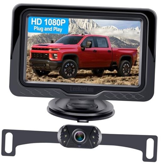 HD 1080P Backup Camera Plug & Play: Easy to Install in 4.3″ Monitor with Camera