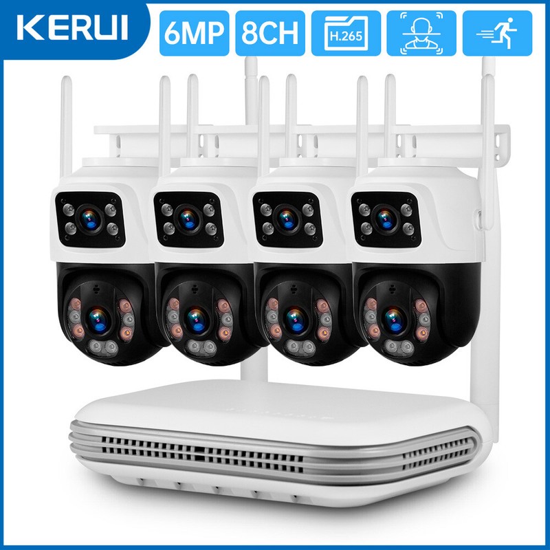 KERUI Security Camera System Outdoor Wireless Audio Wi-Fi Home CCTV 6MP 8CH NVR