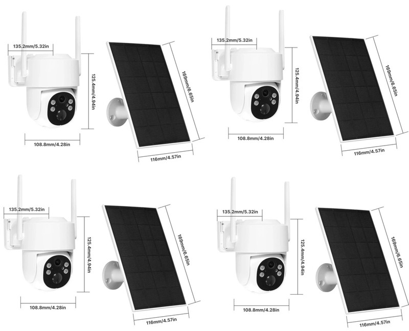 4pcs-Outdoor Security Camera 2K HD Solar Cloud IP Waterproof Night Vision 2.4Ghz