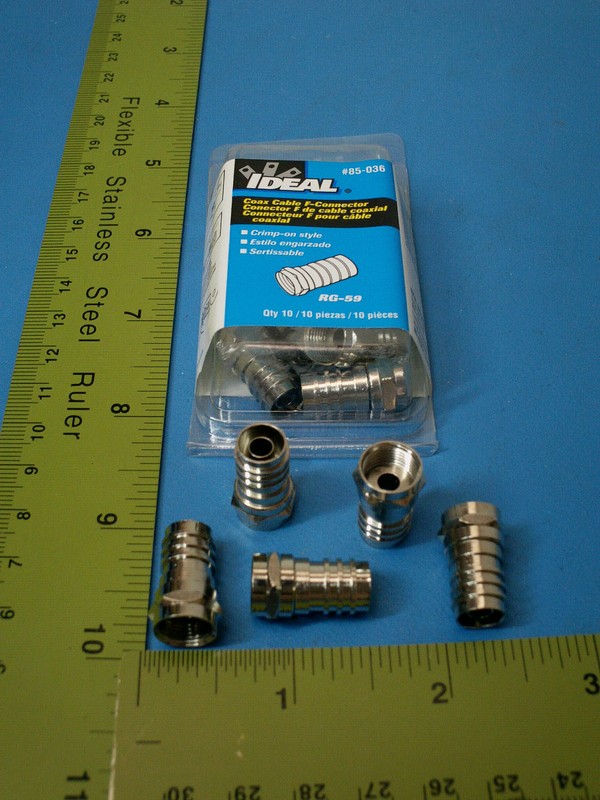 20 pcs RG-59 , Coax Cable F-Connector, IDEAL, 85-036, Crimp-on Style