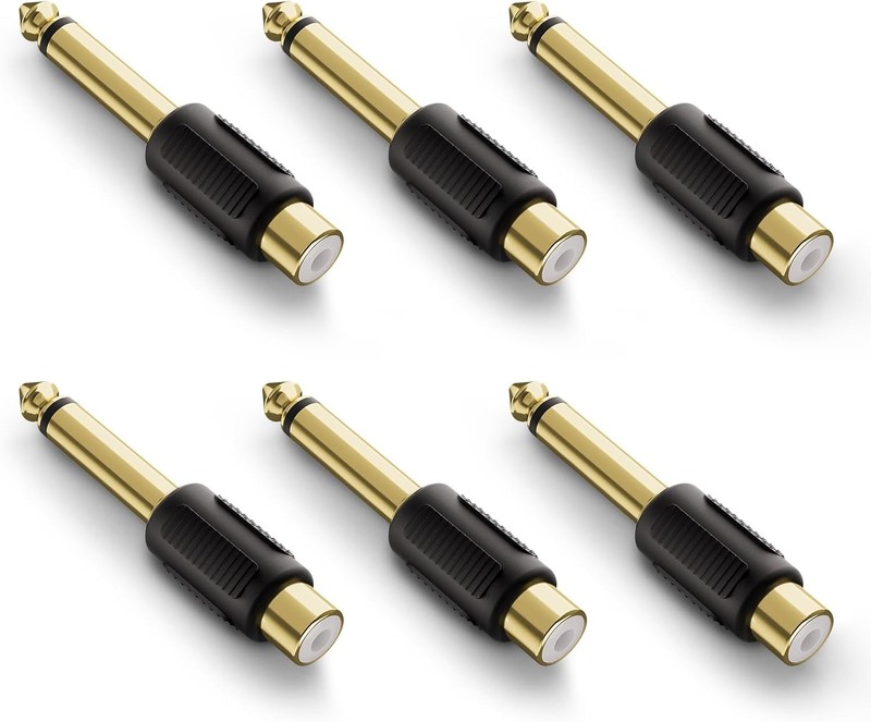 VCE RCA to 1/4″ Audio Adapter, 6.35mm Mono Plug Male Female Black