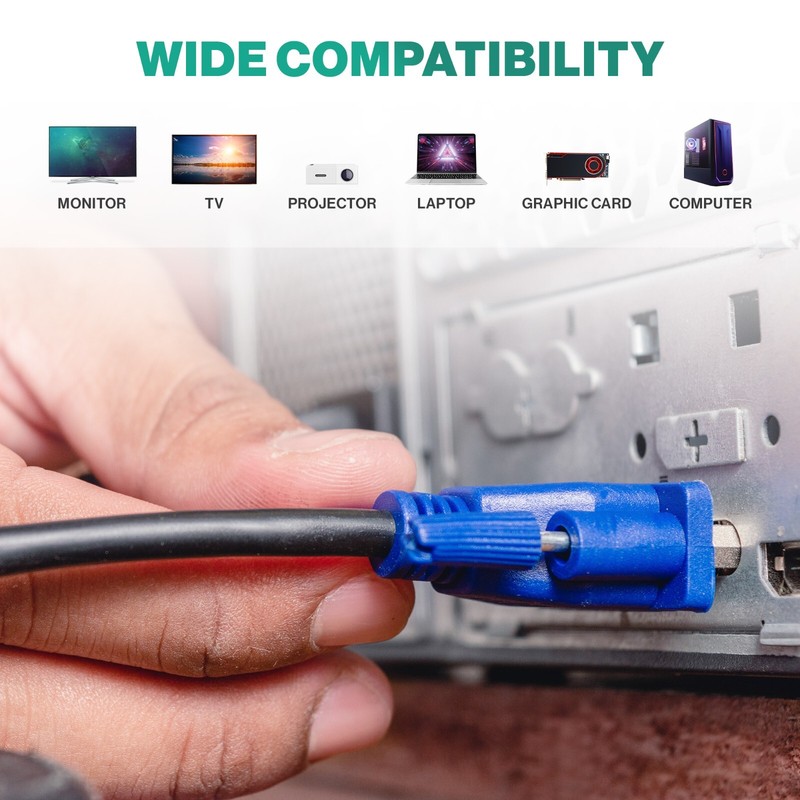 Lot of 1-100 VGA Monitor 15 Pin M/M Male To Male Cable Cord For PC TV Laptop gallery