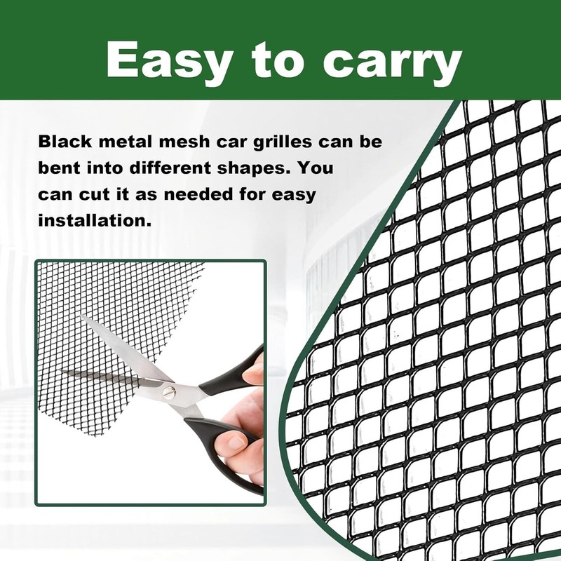 Heavy-Duty Car Grill Mesh, Aluminum Alloy Expanded Metal Sheet, Black PVC Coa... gallery