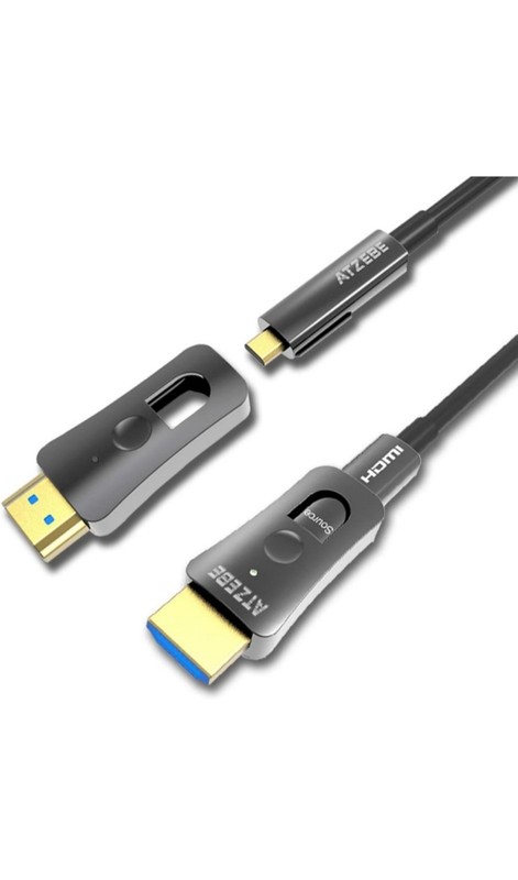 100m Fiber Optic HDMI Cable – Supports 4K@60Hz HDR 4:4:4 8bit, 18Gbps, 3D, ARC,