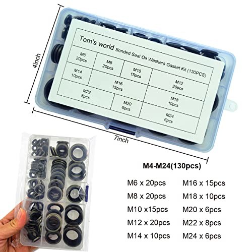 130Pcs Self-Centered Bonded Seal Oil Washers Gasket Assortment Kit for M6-M24 gallery